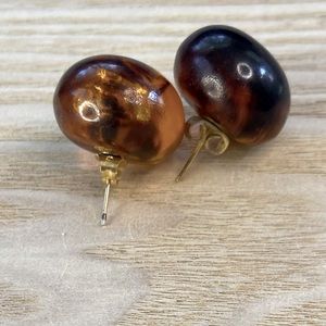 Vintage large Amber pierced earrings tested